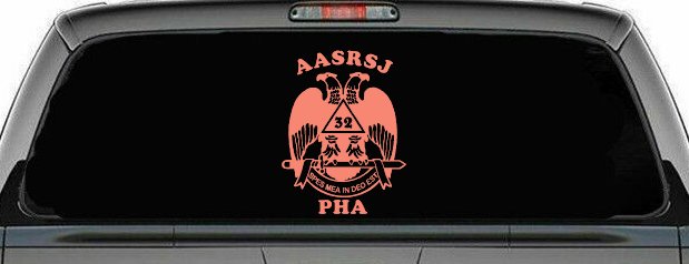 Scottish Rite Wings 32nd AASRSJ PHA Other Car or Truck Window Decal Sticker (Coral)