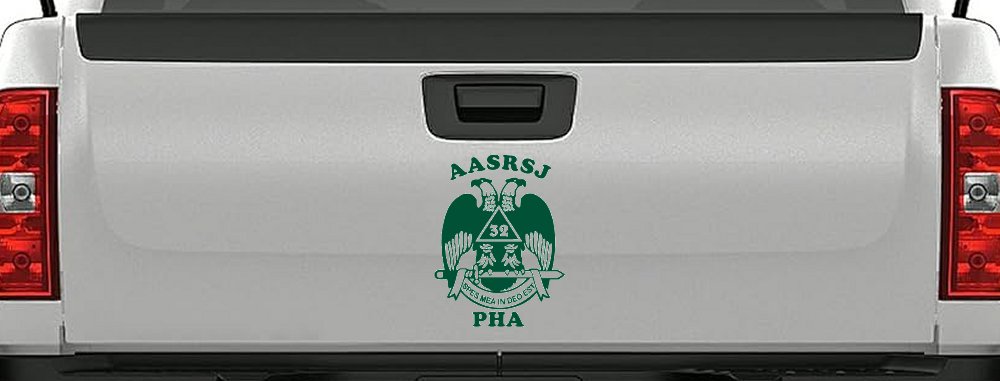 Scottish Rite Wings 32nd AASRSJ PHA Other Car or Truck Window Decal Sticker (Dark Green)