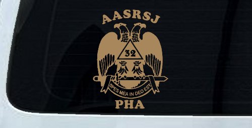 Scottish Rite Wings 32nd AASRSJ PHA Other Car or Truck Window Decal Sticker (Light Brown)