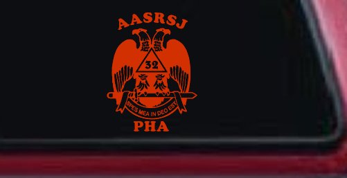 Scottish Rite Wings 32nd AASRSJ PHA Other Car or Truck Window Decal Sticker (Orange Red)