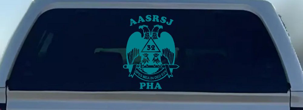 Scottish Rite Wings 32nd AASRSJ PHA Other Car or Truck Window Vinyl Decal Sticker (Turquoise Blue)