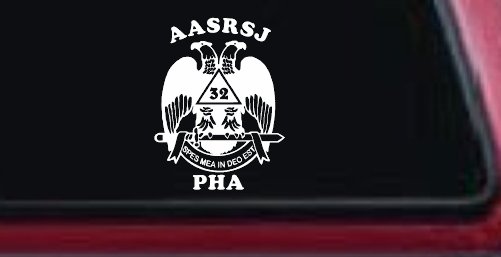 Scottish Rite Wings 32nd AASRSJ PHA Other Car or Truck Window Decal Sticker (White)