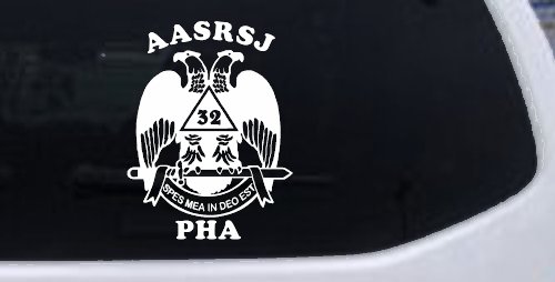 Scottish Rite Wings 32nd AASRSJ PHA Other Car or Truck Window Decal Sticker (White)