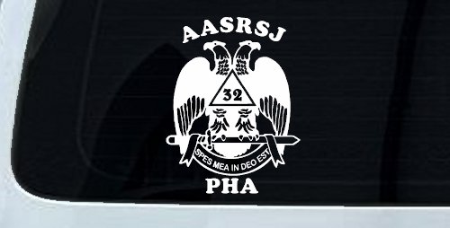 Scottish Rite Wings 32nd AASRSJ PHA Other Car or Truck Window Decal Sticker (White)