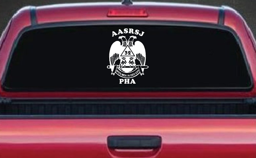 Scottish Rite Wings 32nd AASRSJ PHA Other Car or Truck Window Decal Sticker (White)