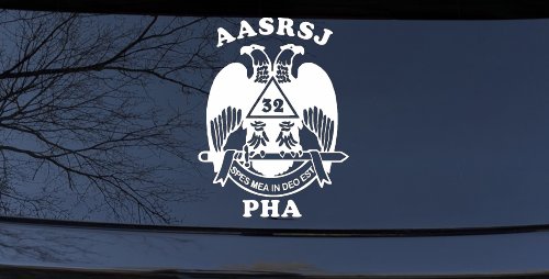 Scottish Rite Wings 32nd AASRSJ PHA Other Car or Truck Window Decal Sticker (White)