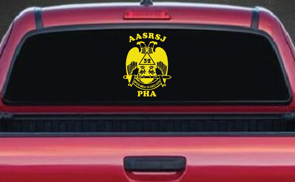 Scottish Rite Wings 32nd AASRSJ PHA Other Car or Truck Window Decal Sticker (Yellow)