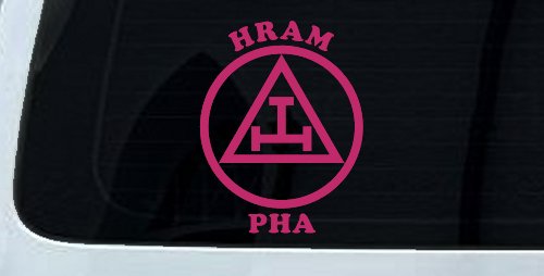 York Rite Emblem HRAM PHA Car or Truck Window Decal Sticker (Hot Pink)