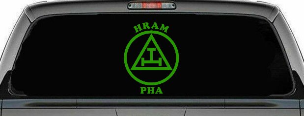 York Rite Emblem HRAM PHA Car or Truck Window Vinyl Decal Sticker (Lime)
