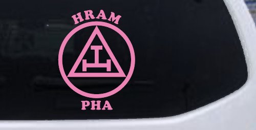 York Rite Emblem HRAM PHA Car or Truck Window Decal Sticker (Pink)