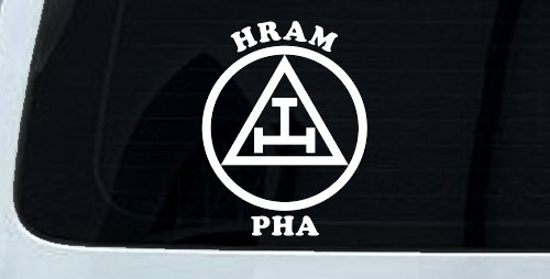 York Rite Emblem HRAM PHA Car or Truck Window Vinyl Decal Sticker (White)