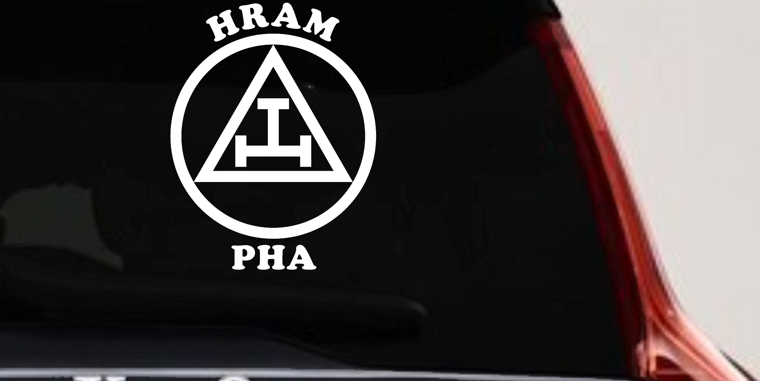 York Rite Emblem HRAM PHA Car or Truck Window Vinyl Decal Sticker (White)