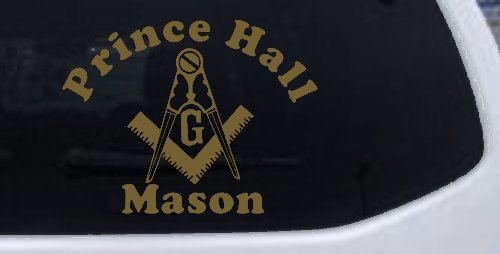 Masonic Square and Compass Prince Hall Mason Freemason Car or Truck Window Decal Sticker (Gold)