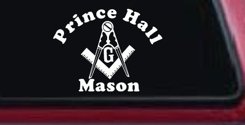 Masonic Square and Compass Prince Hall Mason Freemason Car or Truck Window Vinyl Decal Sticker (White)