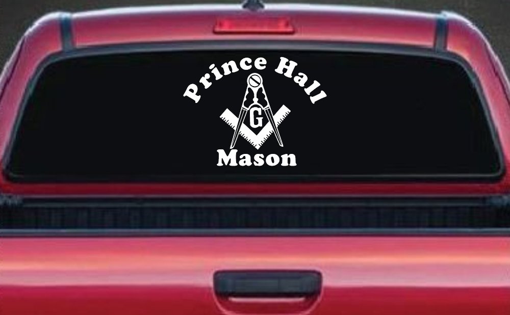 Masonic Square and Compass Prince Hall Mason Freemason Car or Truck Window Decal Sticker (White)