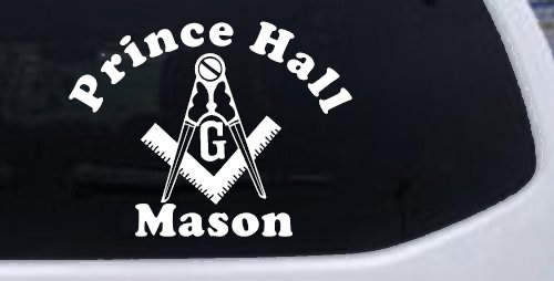 Masonic Square and Compass Prince Hall Mason Freemason Car or Truck Window Vinyl Decal Sticker (White)