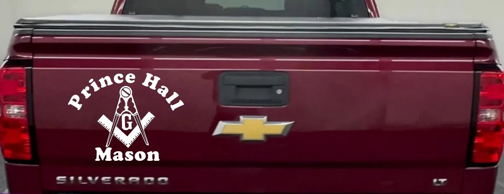 Masonic Square and Compass Prince Hall Mason Freemason Car or Truck Window Vinyl Decal Sticker (White)