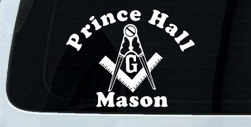 Masonic Square and Compass Prince Hall Mason Freemason Car or Truck Window Decal Sticker (White)