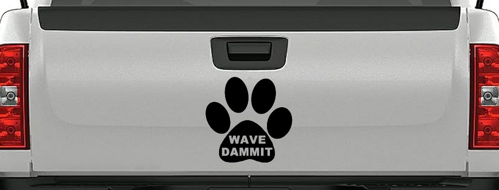 Dog or Cat Paw Print Wave Dammit Car or Truck Window Vinyl Decal Sticker (Black)