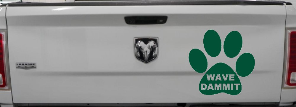 Dog or Cat Paw Print Wave Dammit Car or Truck Window Decal Sticker