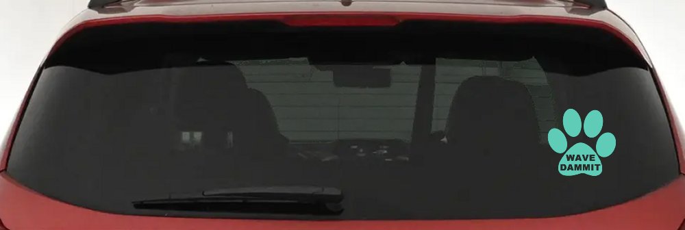 Dog or Cat Paw Print Wave Dammit Car or Truck Window Decal Sticker
