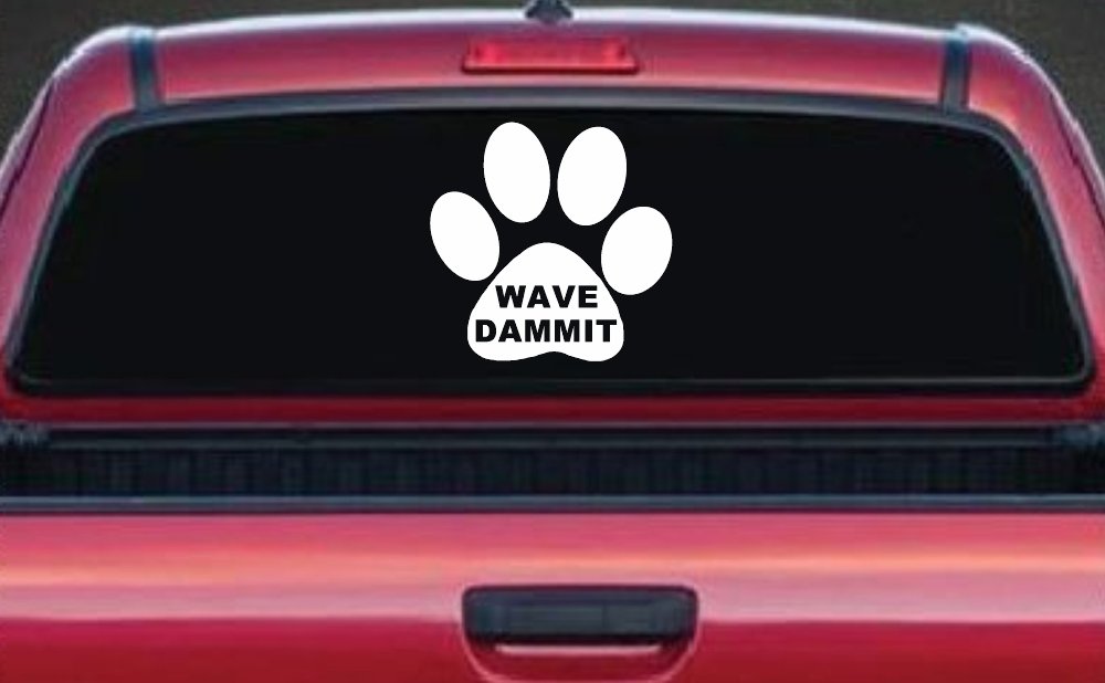 Dog or Cat Paw Print Wave Dammit Car or Truck Window Decal Sticker