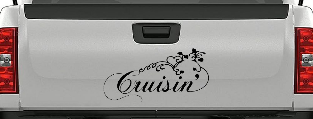 Cruisin With Swirl Hearts and Vines Car or Truck Window Decal Sticker