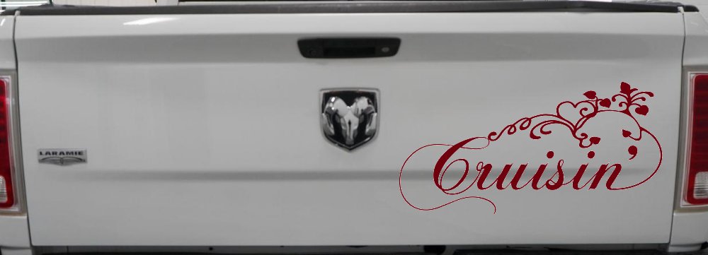 Cruisin With Swirl Hearts and Vines Car or Truck Window Decal Sticker