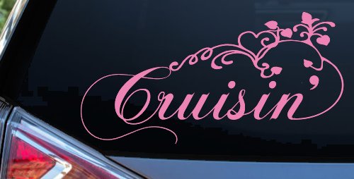 Cruisin With Swirl Hearts and Vines Car or Truck Window Decal Sticker
