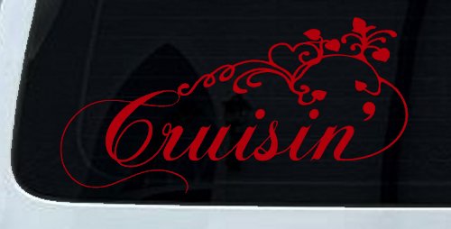 Cruisin With Swirl Hearts and Vines Car or Truck Window Decal Sticker