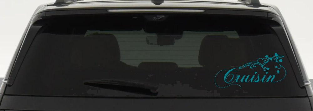 Cruisin With Swirl Hearts and Vines Car or Truck Window Decal Sticker