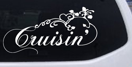 Cruisin With Swirl Hearts and Vines Car or Truck Window Decal Sticker