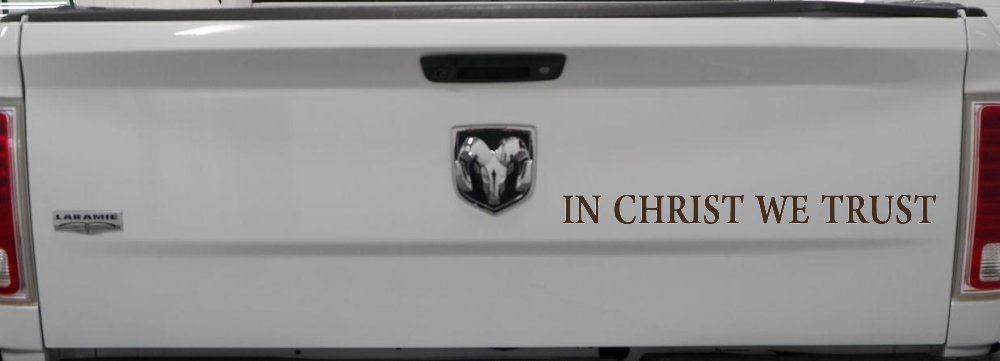 In Christ We Trust Christian Car or Truck Window Vinyl Decal Sticker (Brown)