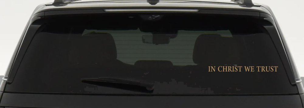 In Christ We Trust Christian Car or Truck Window Vinyl Decal Sticker (Light Brown)