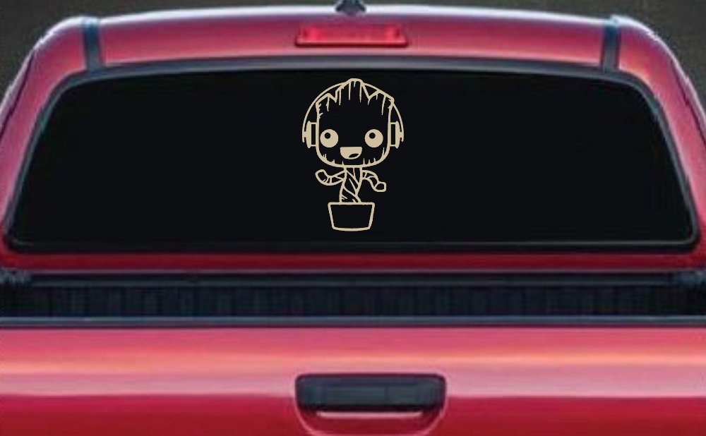 Baby Groot Dancing With Headphones Car or Truck Window Decal Sticker