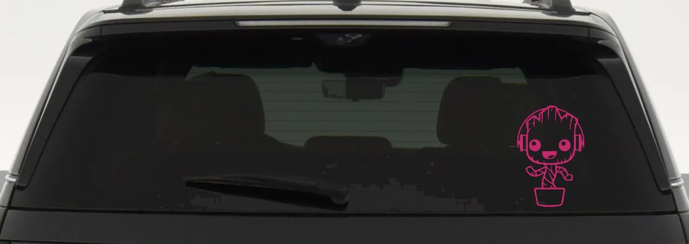 Baby Groot Dancing With Headphones Car or Truck Window Decal Sticker
