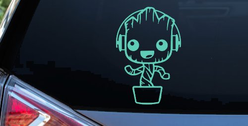 Baby Groot Dancing With Headphones Car or Truck Window Decal Sticker