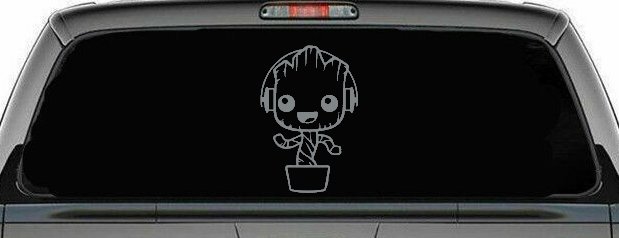 Baby Groot Dancing With Headphones Car or Truck Window Decal Sticker