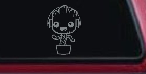Baby Groot Dancing With Headphones Car or Truck Window Decal Sticker