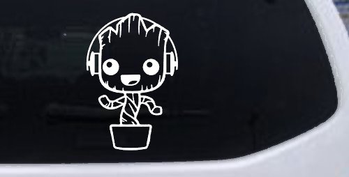 Baby Groot Dancing With Headphones Car or Truck Window Decal Sticker