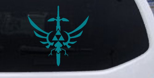Legend of Zelda Triforce Masterword Sci Fi Car or Truck Window Decal Sticker (Turquoise Blue)
