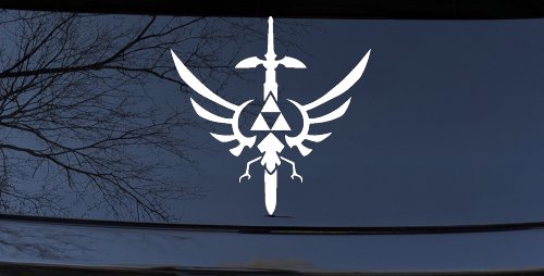 Legend of Zelda Triforce Masterword Sci Fi Car or Truck Window Decal Sticker (White)