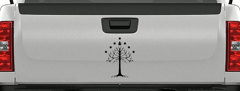 White Tree of Gondor Rings Car or Truck Window Decal Sticker