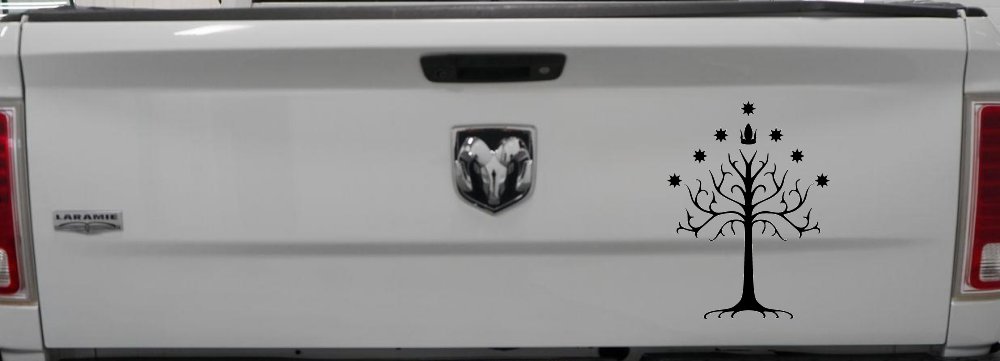 White Tree of Gondor Rings Car or Truck Window Decal Sticker