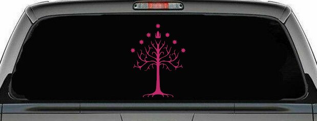 White Tree of Gondor Rings Car or Truck Window Decal Sticker (Hot Pink)