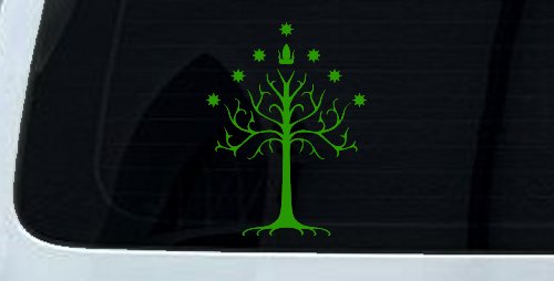 White Tree of Gondor Rings Car or Truck Window Decal Sticker (Lime)