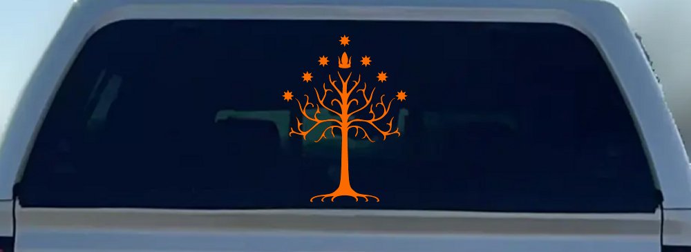 White Tree of Gondor Rings Car or Truck Window Decal Sticker