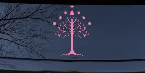 White Tree of Gondor Rings Car or Truck Window Decal Sticker