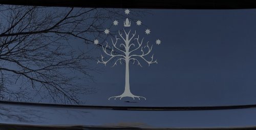 White Tree of Gondor Rings Car or Truck Window Vinyl Decal Sticker (Telegrey)