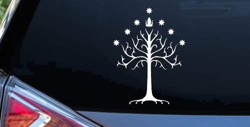 White Tree of Gondor Rings Car or Truck Window Decal Sticker